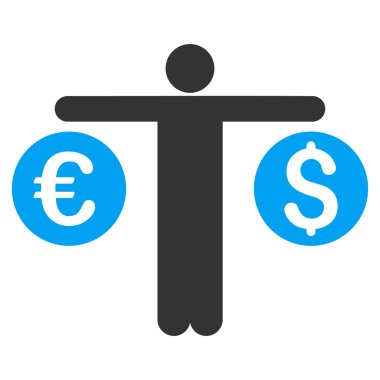 Kişi para birimi düz vektör simge karşılaştırır