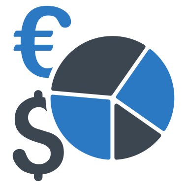 Dolar ve Euro pasta grafiği düz vektör simgesi