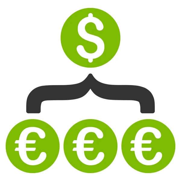 Euro dolar konverze agregátor ploché vektorové ikony — Stockový vektor