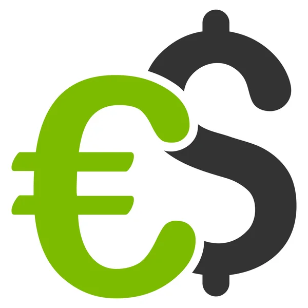 Euro y Dólar Símbolos Icono de Vector Plano — Archivo Imágenes Vectoriales