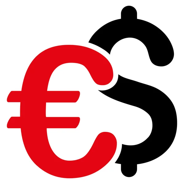 Euro und Dollar Symbole flaches Vektorsymbol — Stockvektor
