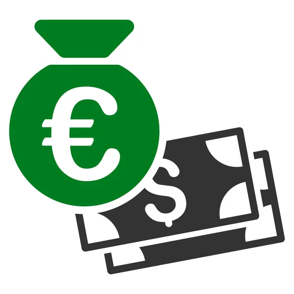 Ikon Vektor Flat Euro dan Dollar Cash - Stok Vektor