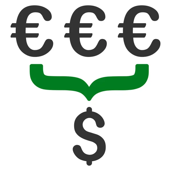 Euro Dollar Conversion Aggregator Flat Vector Icon — Stock Vector