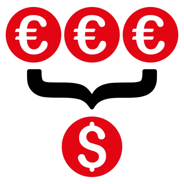 Euro dolar konverze agregátor ploché vektorové ikony — Stockový vektor