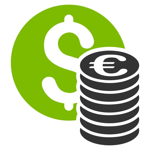 Dollar And Euro Coins Flat Vector Icon — Stock Vector