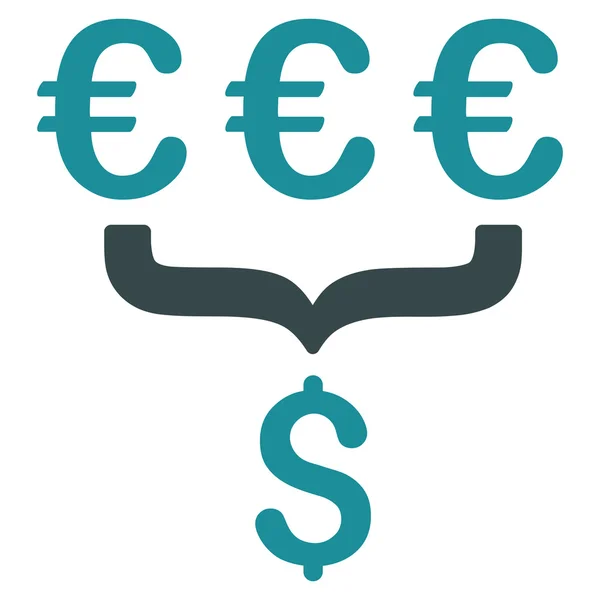 Euro Dollar konvertering Aggregator platt vektor Icon — Stock vektor