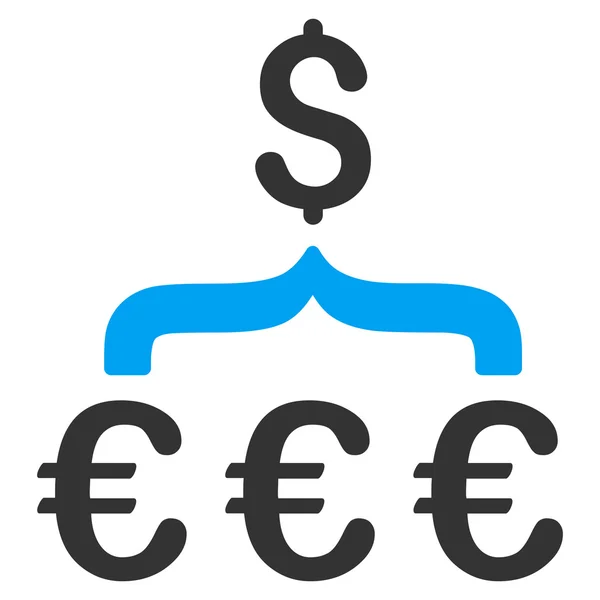 Euro Dollar conversie Aggregator platte Vector Icon — Stockvector
