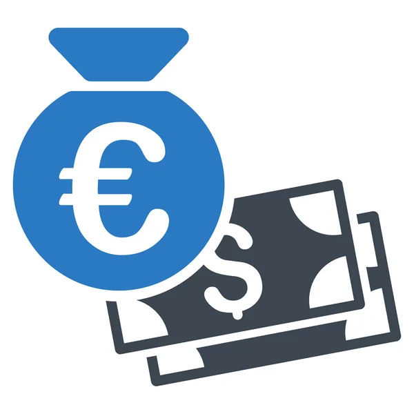 Euro e Dólar Dinheiro Flat Vector Icon —  Vetores de Stock