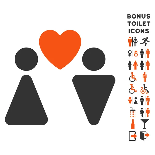 Любовная пара плоский вектор икона и бонус — стоковый вектор