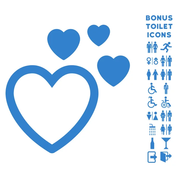 Love Hearts Flat Vector Icon and Bonus — Stock Vector