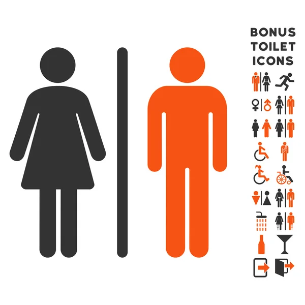 WC Personas Apartamento Vector Icono y Bono — Archivo Imágenes Vectoriales