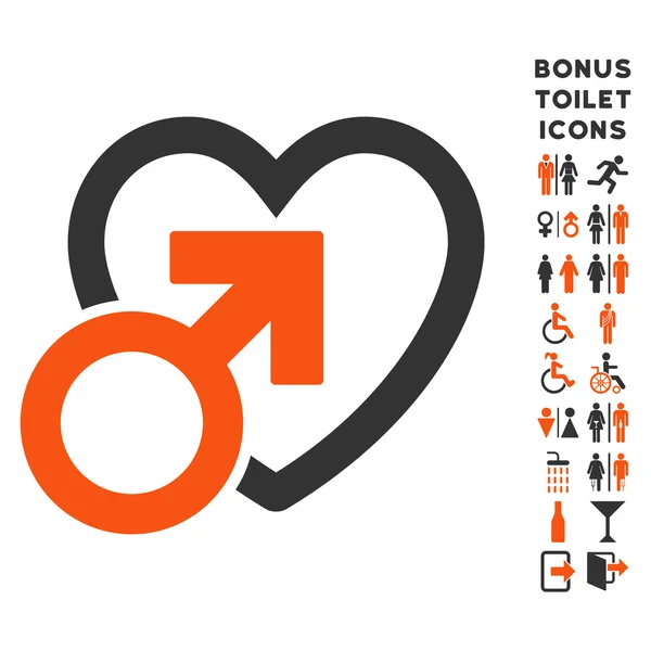 Vector plano de amor masculino icono y bono — Vector de stock