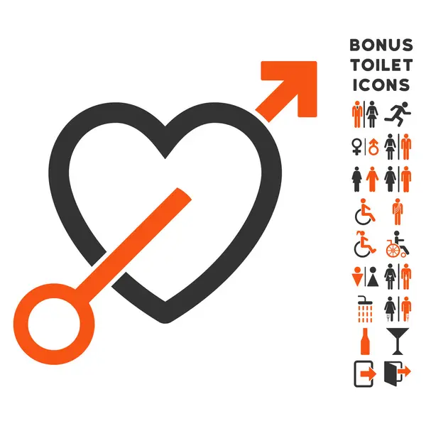 Flecha de amor plana Vector icono y bono — Vector de stock