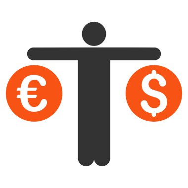 Kişi para birimi düz vektör simge karşılaştırır