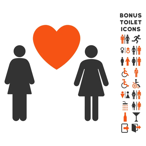 Icône vectorielle plate et bonus de paire d'amour Lesbi — Image vectorielle
