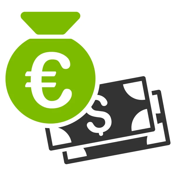Euro i Dolar gotówki ikona płaskie wektor — Wektor stockowy
