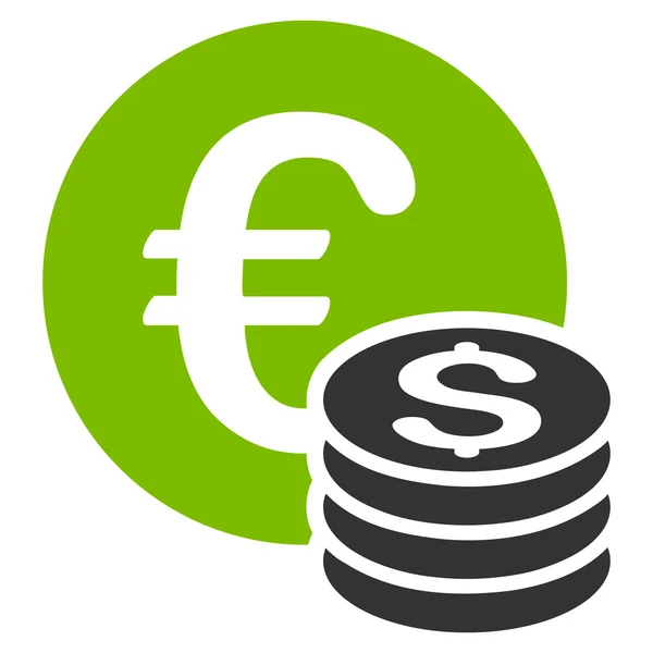 Ευρώ και δολάριο νομίσματα εικονίδιο επίπεδη διάνυσμα — Διανυσματικό Αρχείο