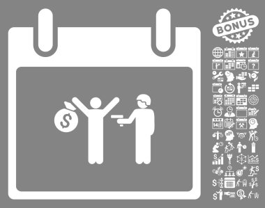 Bonus ile tutuklama takvim gün düz vektör simgesi