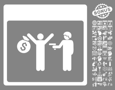 Bonus ile tutuklama takvim sayfa düz vektör simgesi