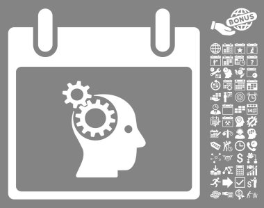 Bonus ile beyin Gears takvim gün düz vektör simgesi