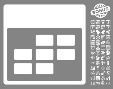 Bonus ile takvim ayı kılavuz düz vektör simgesi