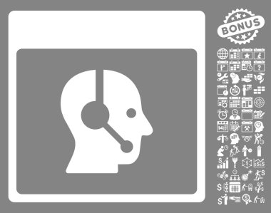 Çağrı Merkezi operatörü takvim sayfa düz vektör simge Bonus ile