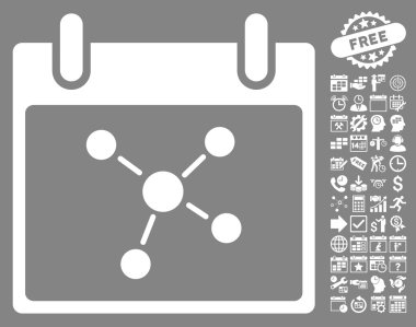 Bonus ile bağlantıları takvim gün düz vektör simgesi