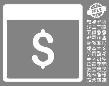 Bonus ile Doları Döviz Alım takvimi sayfa düz vektör simgesi