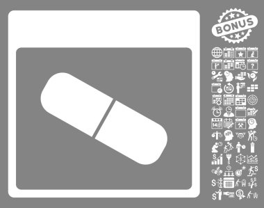 Takvim sayfası düz vektör simge Bonus ile ilaç kapsül