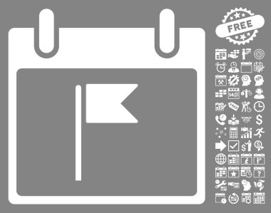 Bayrak takvim gün düz vektör simgesi Bonus ile