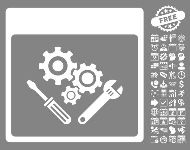 Vites araçlar ile Bonus sayfa düz vektör simge takvim