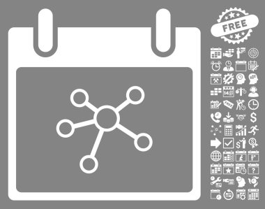 Bonus ile bağlantıları takvim gün düz vektör simgesi