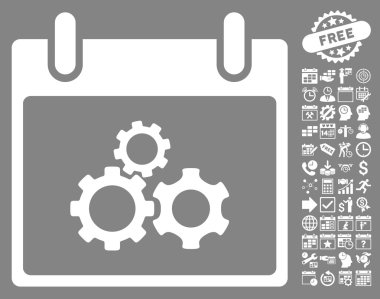 Mekanik vites takvim gün düz vektör simge Bonus ile