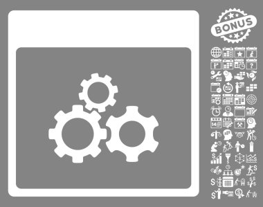 Mekanik vites ile Bonus sayfa düz vektör simge takvim