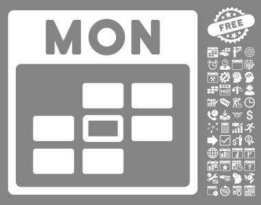 Bonus ile Pazartesi takvim kılavuz düz vektör simgesi
