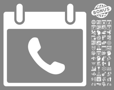 Bonus ile telefon takvim gün düz vektör simgesi