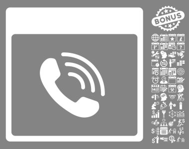 Bonus ile telefon görüşmesi takvim sayfa düz vektör simgesi