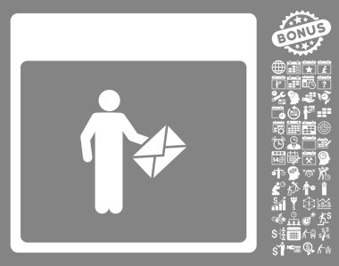 Postacı takvim sayfa düz vektör simge Bonus ile