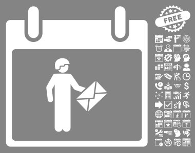 Postacı takvim gün düz vektör simge Bonus ile