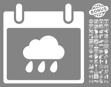 Yağmur bulutu takvim gün düz vektör simge Bonus ile