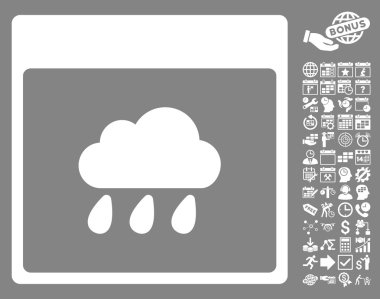 Bonus ile yağmur bulutu takvim sayfa düz vektör simgesi