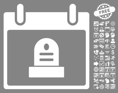 Bonus ile rip anıt takvim gün düz vektör simgesi