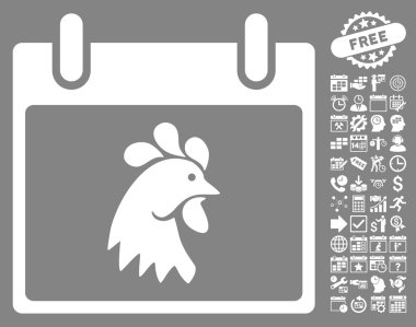 Gün düz vektör simge Bonus ile horoz kafası takvimi