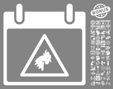 Takvim gün düz vektör simge Bonus ile uyarı horoz