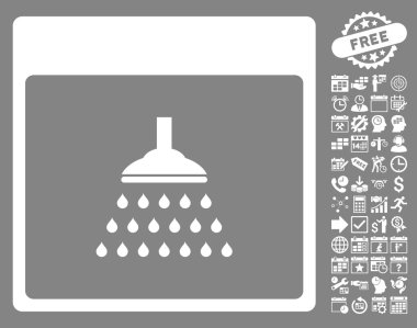 Bonus ile duş takvim sayfa düz vektör simgesi