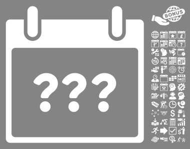 Bonus ile bilinmeyen gün takvim sayfa düz vektör simgesi