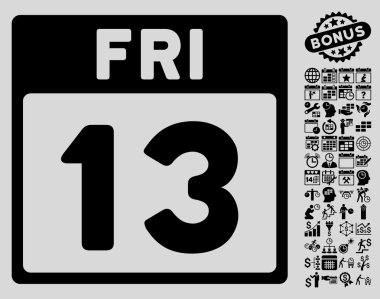 13 sayfa düz vektör simge Bonus ile Cuma takvimi