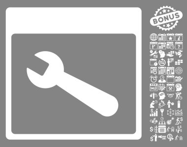 İngiliz anahtarı aracı takvim sayfa düz vektör simgesi Bonus ile