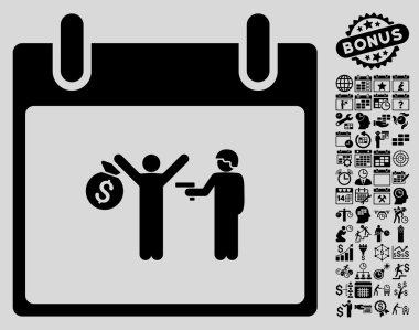 Bonus ile tutuklama takvim gün düz vektör simgesi