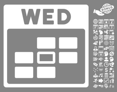 Bonus ile Çarşamba takvim kılavuz düz vektör simgesi